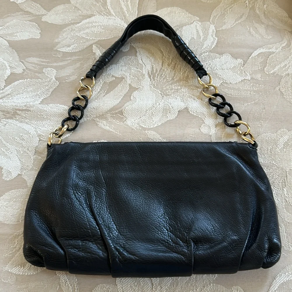 Michael Kors Black Leather Chain Shoulder Clutch